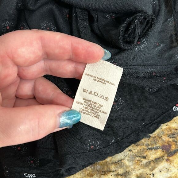 Free People Beck Black Floral Print Cut Out Neck Dress Size M - Picture 12 of 12